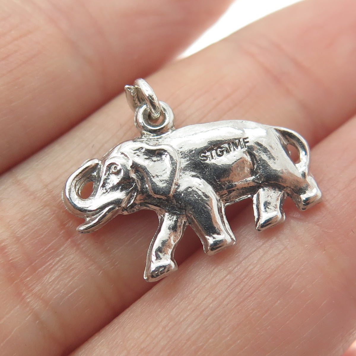 J.M. FISHER 925 Sterling Silver Vintage Elephant for Good Luck 3D Pendant