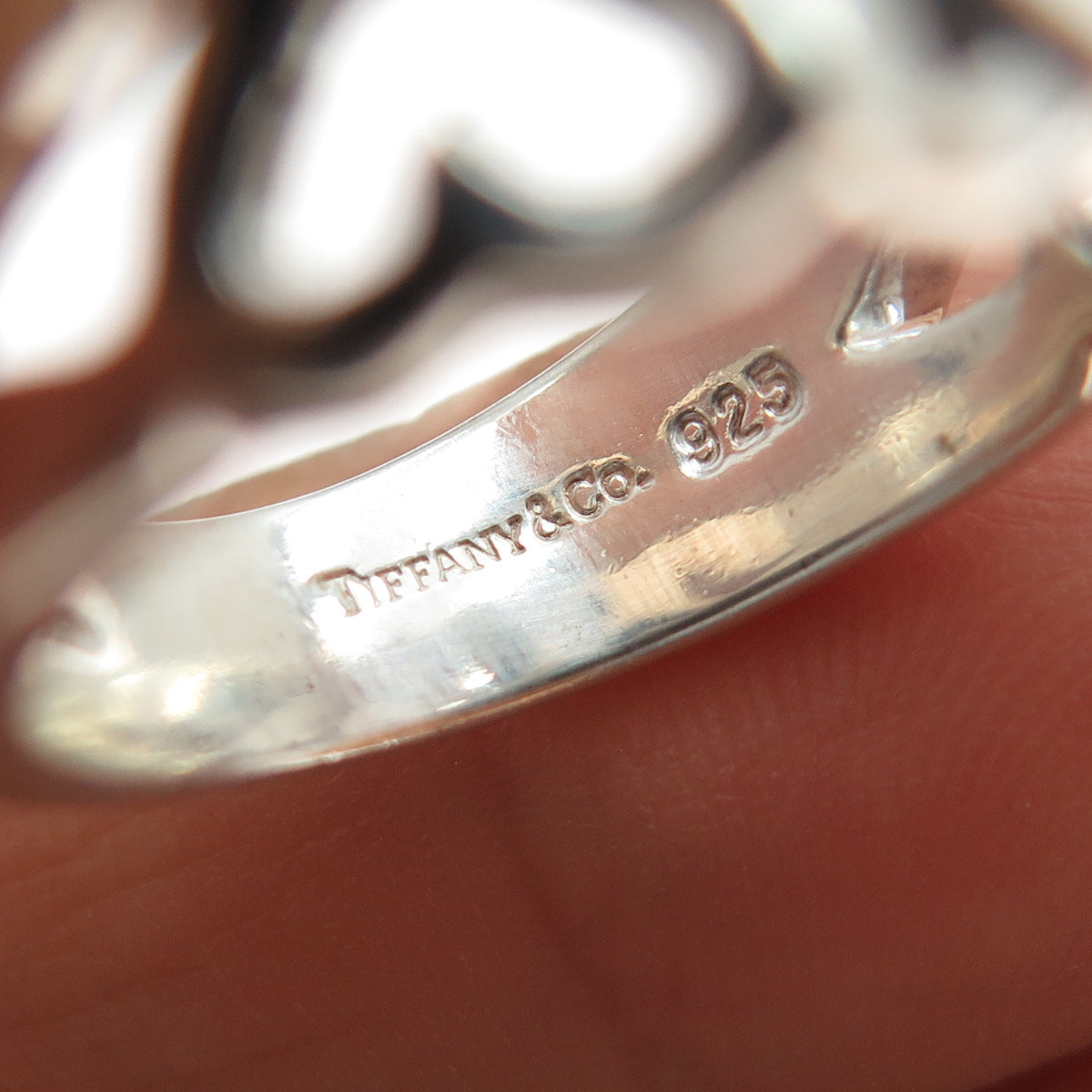TIFFANY & CO. Paloma Picasso Sterling Silver Vintage Loving Heart Ring Size 5.75