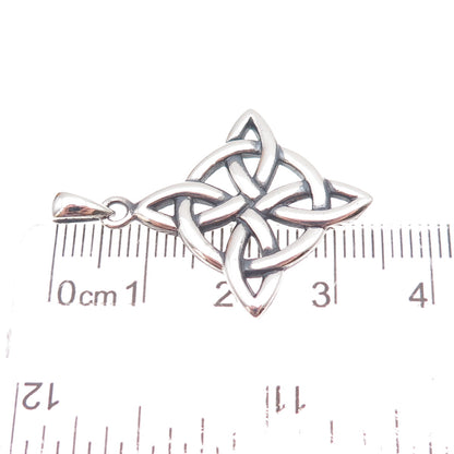 Peter Stone 925 Sterling Silver Vintage Celtic Knot Cross Oxidized Charm Pendant