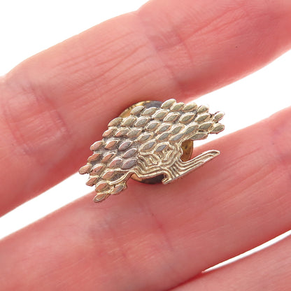 925 Sterling Silver Gold Plated Vintage Family Tree Tie Tack / Lapel Pin