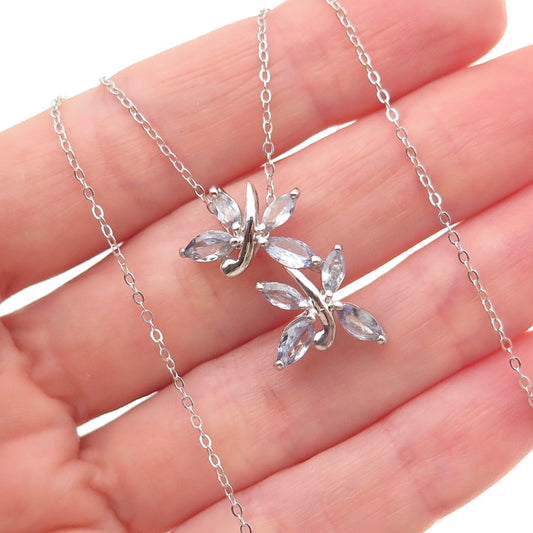 Chuck Clemency 925 Sterling Silver Real Tanzanite Butterfly Chain Necklace 20"