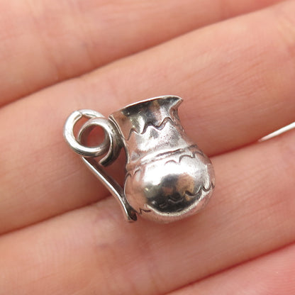 Old Pawn 925 Sterling Silver Vintage Southwestern Pitcher Mini 3D Charm Pendant