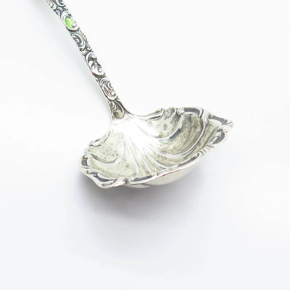 925 Sterling Silver Antique 1895 Campbell Metcalf Geneva Enamel Ladle