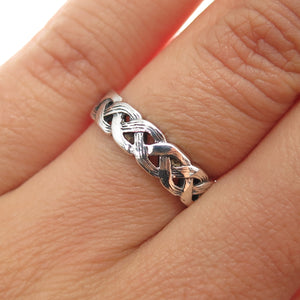 925 Sterling Silver Vintage Celtic Braided Band Ring Size 6.25