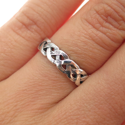 925 Sterling Silver Vintage Celtic Braided Band Ring Size 6.25