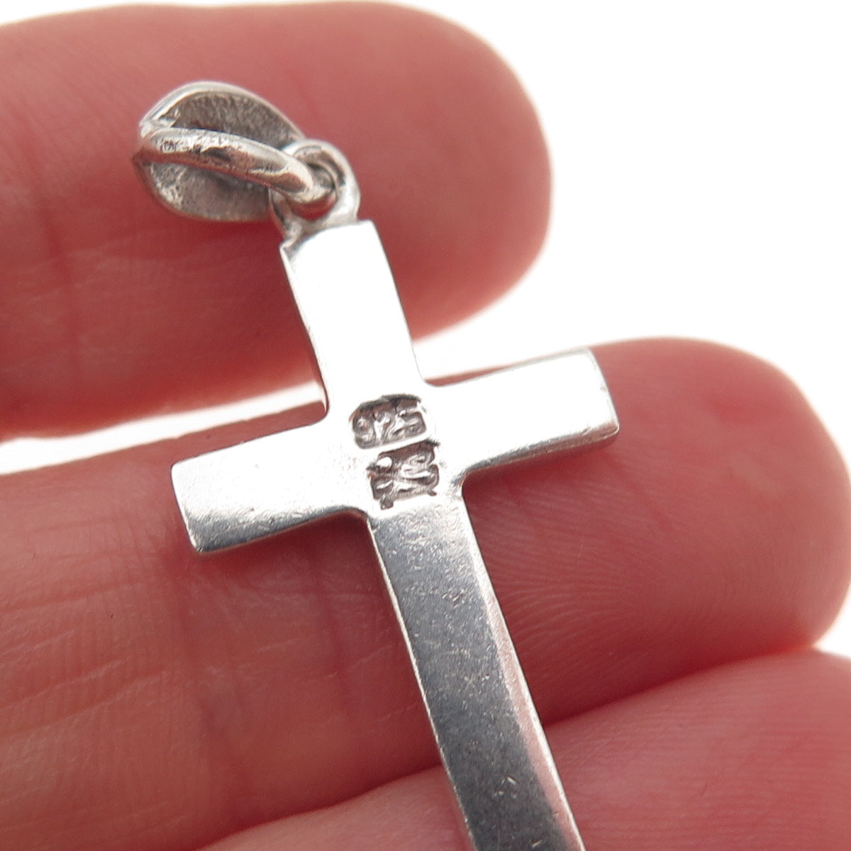 925 Sterling Silver Vintage Floral Ornate Cross Oxidized Charm Pendant