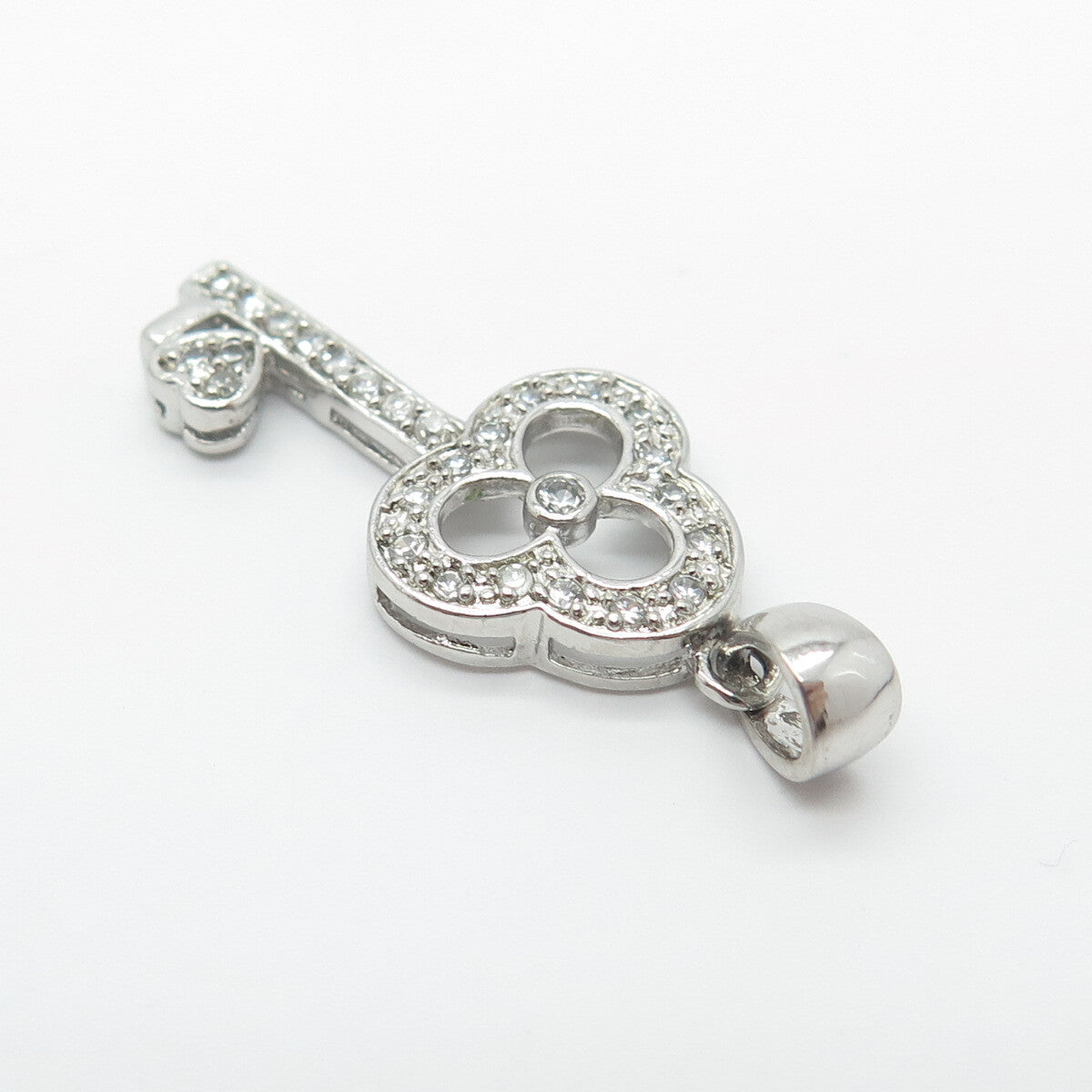925 Sterling Silver C Z Key Pendant