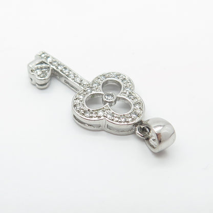 925 Sterling Silver C Z Key Pendant