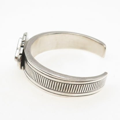 Wesley Craig Navajo Old Pawn 925 Sterling Silver Lapis Adjustable Bracelet 6.5"