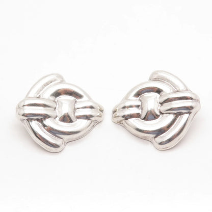 925 Sterling Silver Vintage Mexico Ribbed Clip On Earrings