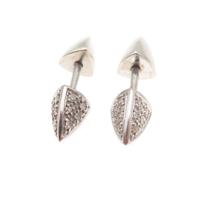925 Sterling Silver Real Round-Cut Diamond Thorn Stud Earrings