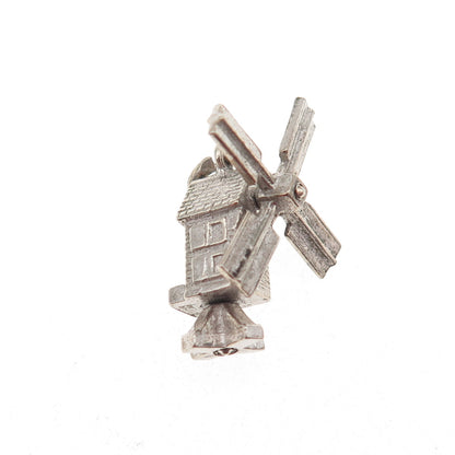 925 Sterling Silver Vintage Windmill 3D Mini Charm Pendant