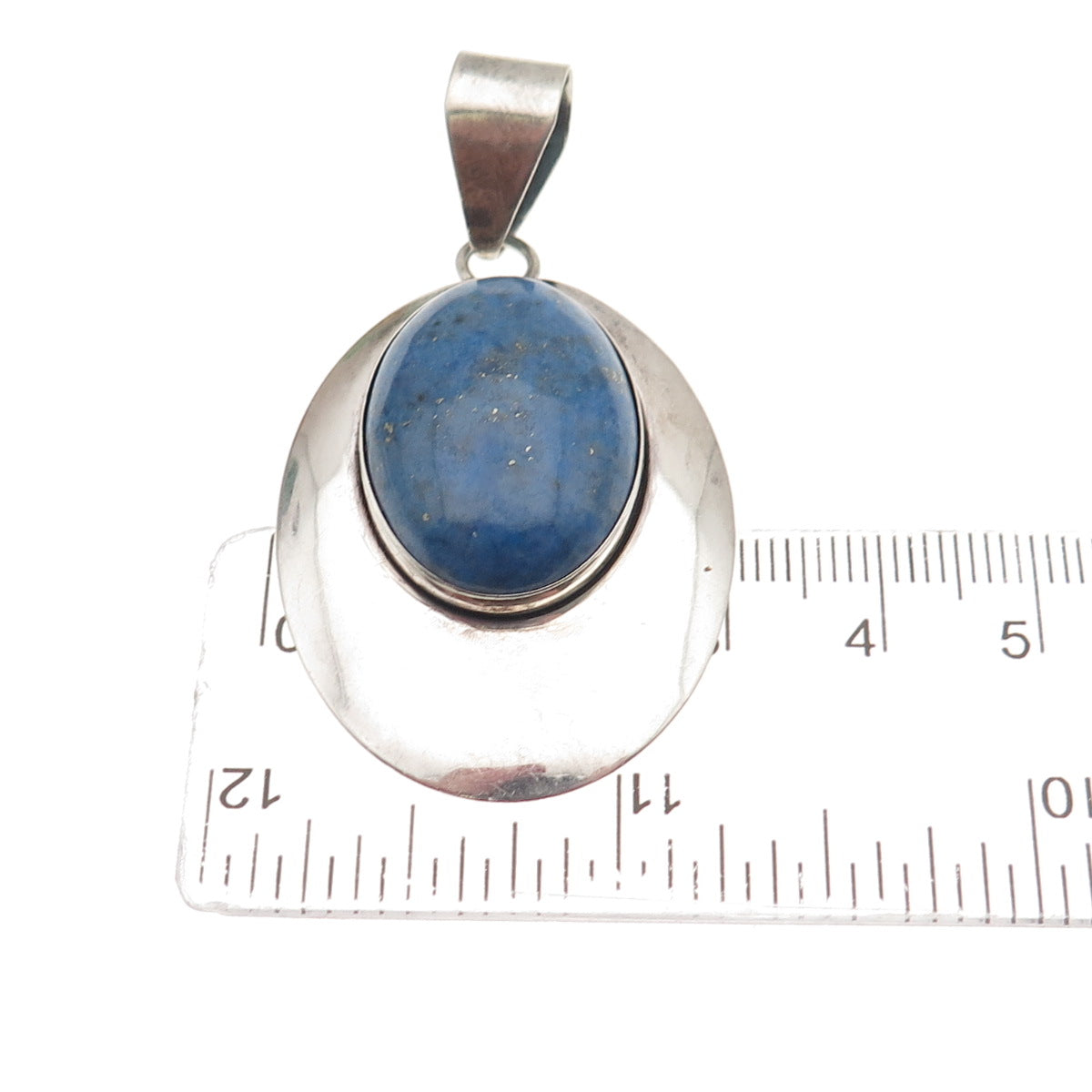 SUNWEST Old Pawn 925 Sterling Silver Vintage Southwestern Lapis Crescent Pendant