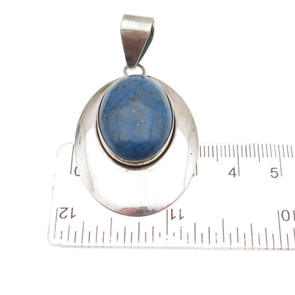 SUNWEST Old Pawn 925 Sterling Silver Vintage Southwestern Lapis Crescent Pendant