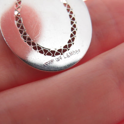 LAMODE 925 Sterling Silver Vintage Filigree Oval Tag Charm Pendant