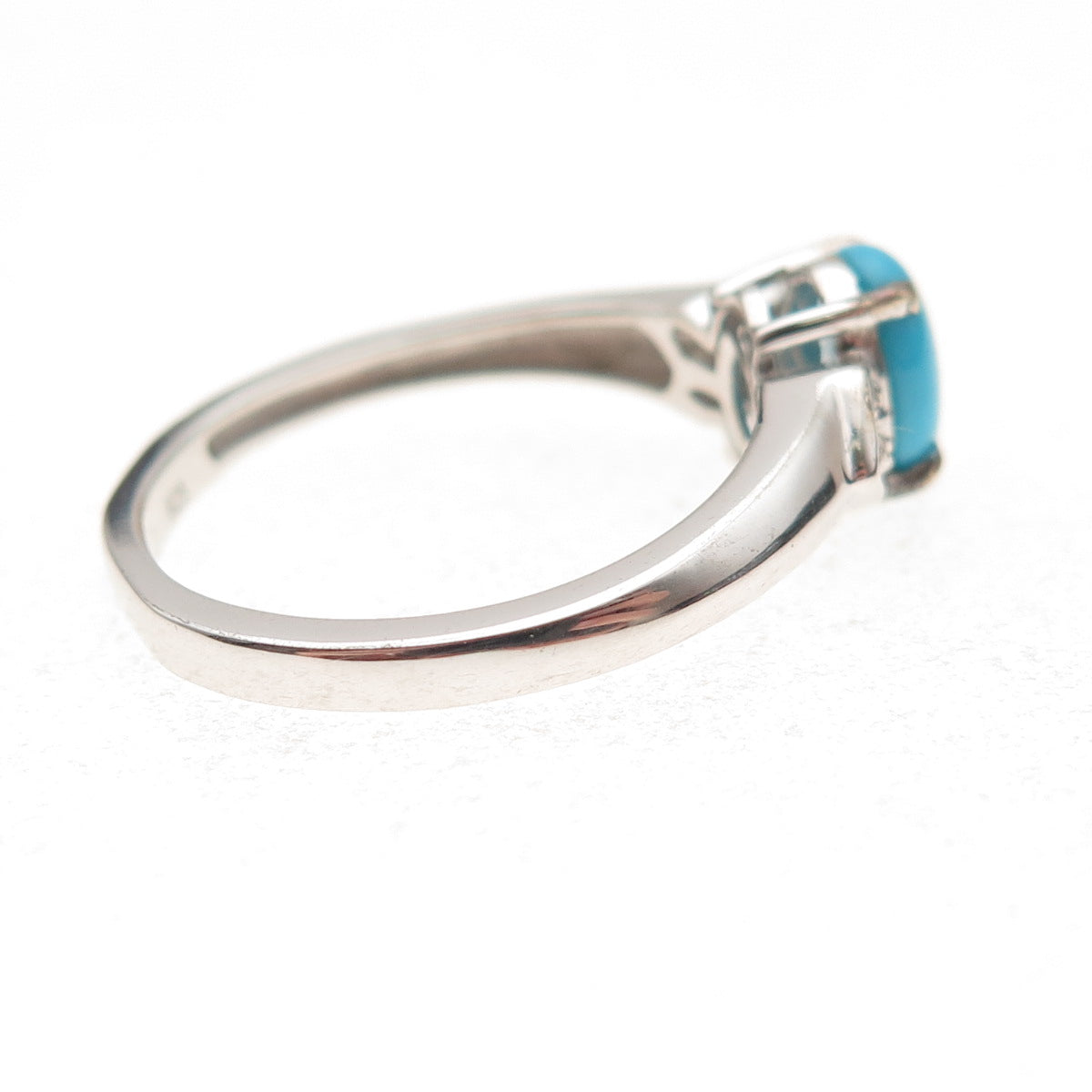 Chuck Clemency 925 Sterling Silver Real Turquoise & White Topaz Ring Size 8.25