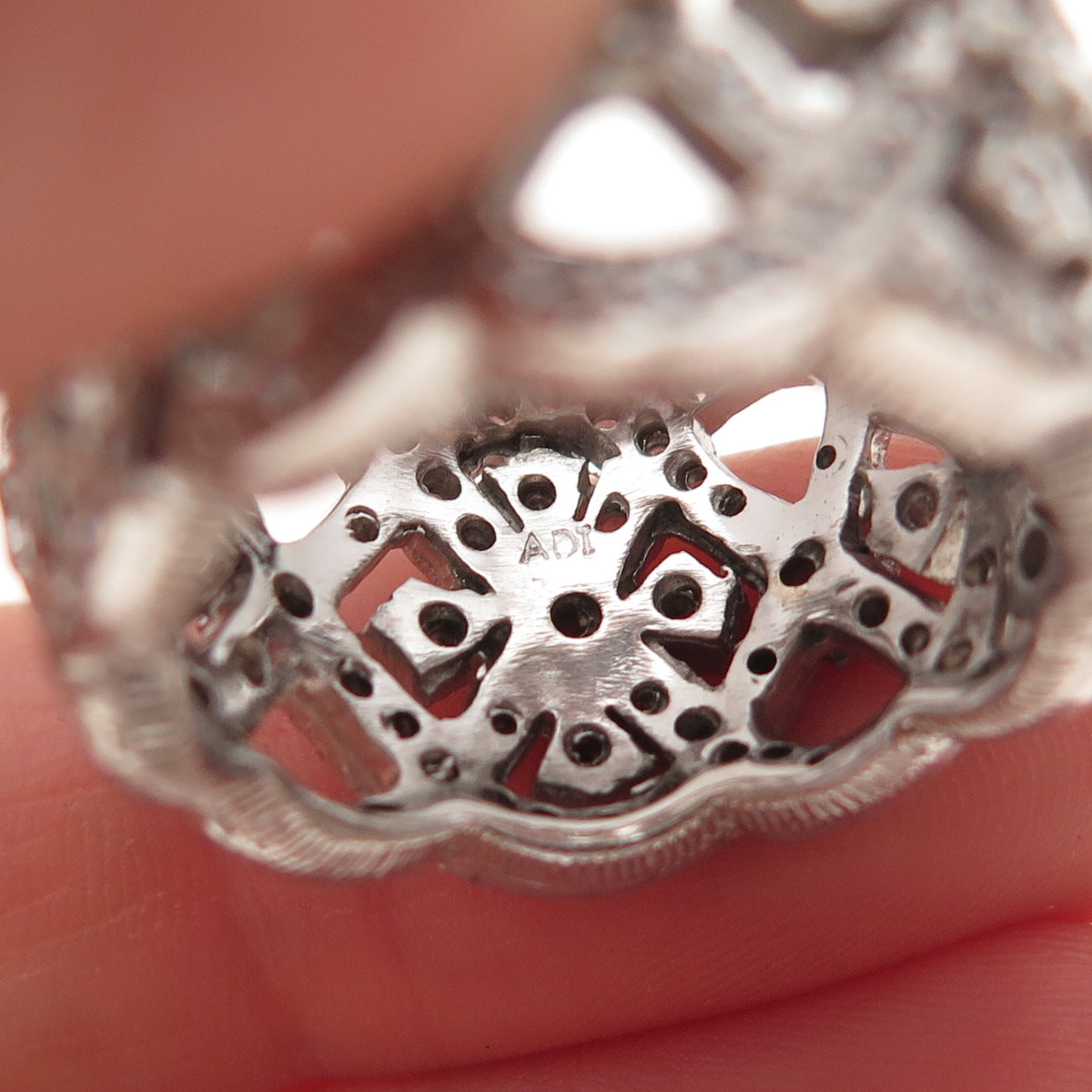 925 Sterling Silver Round-Cut C Z Cross Woven Sparkle Ring Size 8