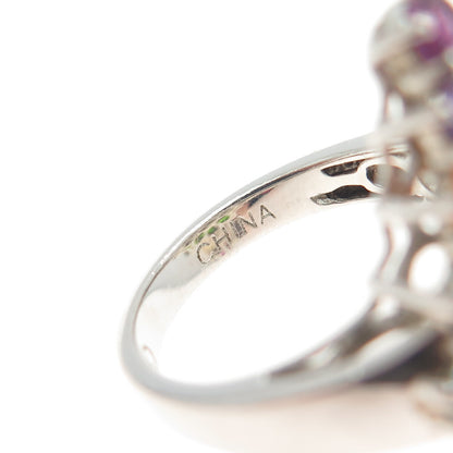 925 Sterling Silver Amethyst Topaz Citrine Tanzanite Peridot Gem Ring Size 6.25