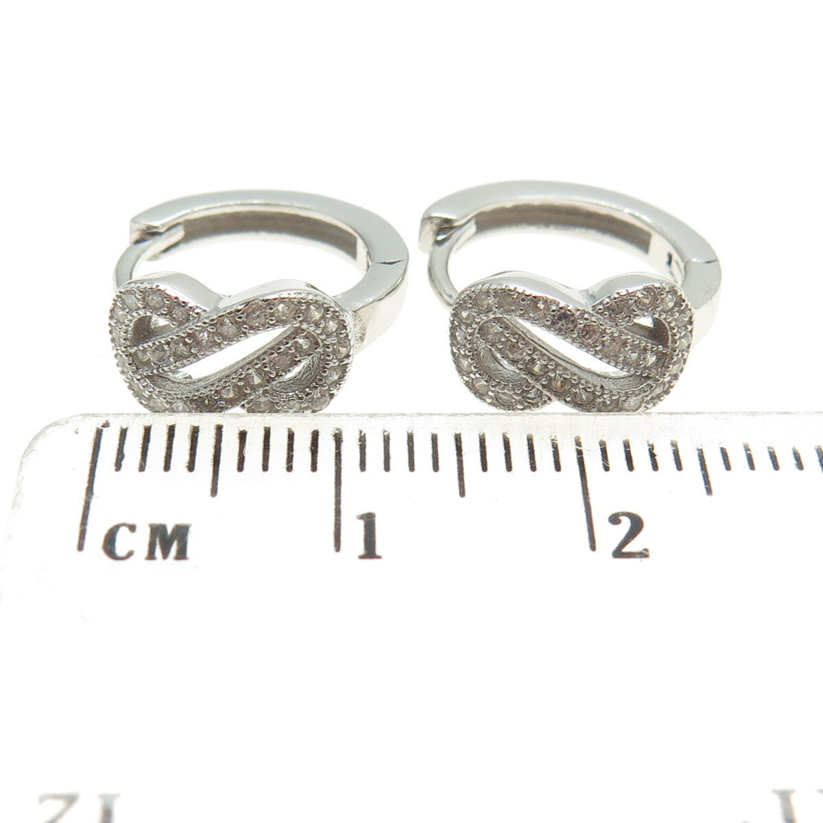 925 Sterling Silver Round-Cut C Z Infinity Twisted Hoop Earrings