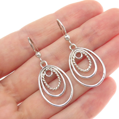 925 Sterling Silver Vintage Multi-Circle Dangle Earrings