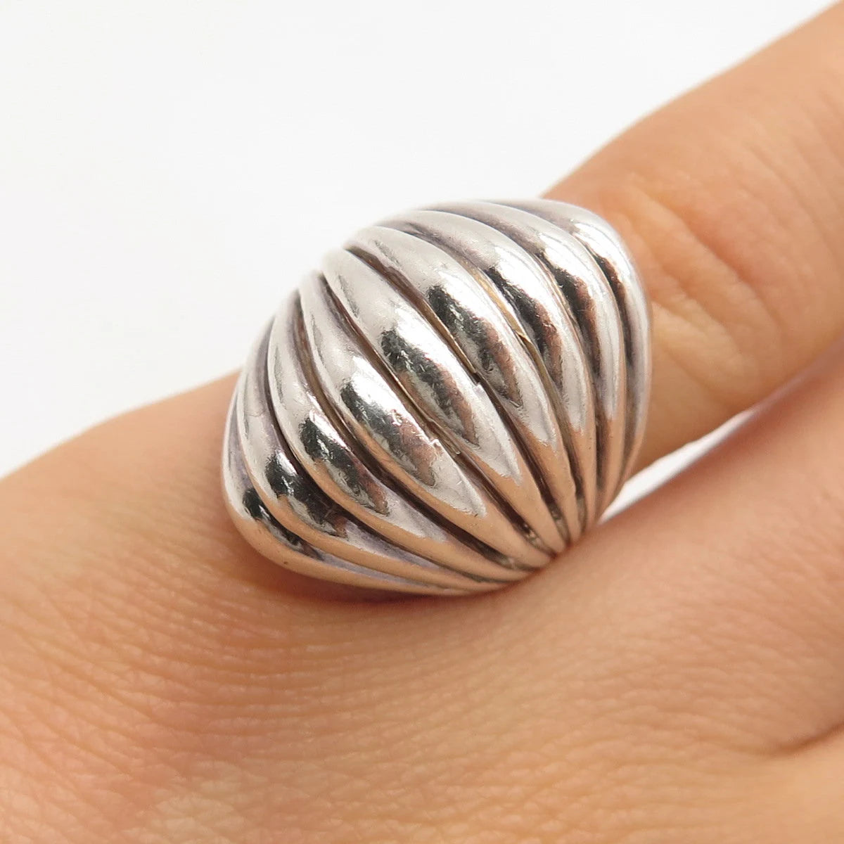 925 Sterling Silver Vintage Multi-Bar Domed Ring Size 5