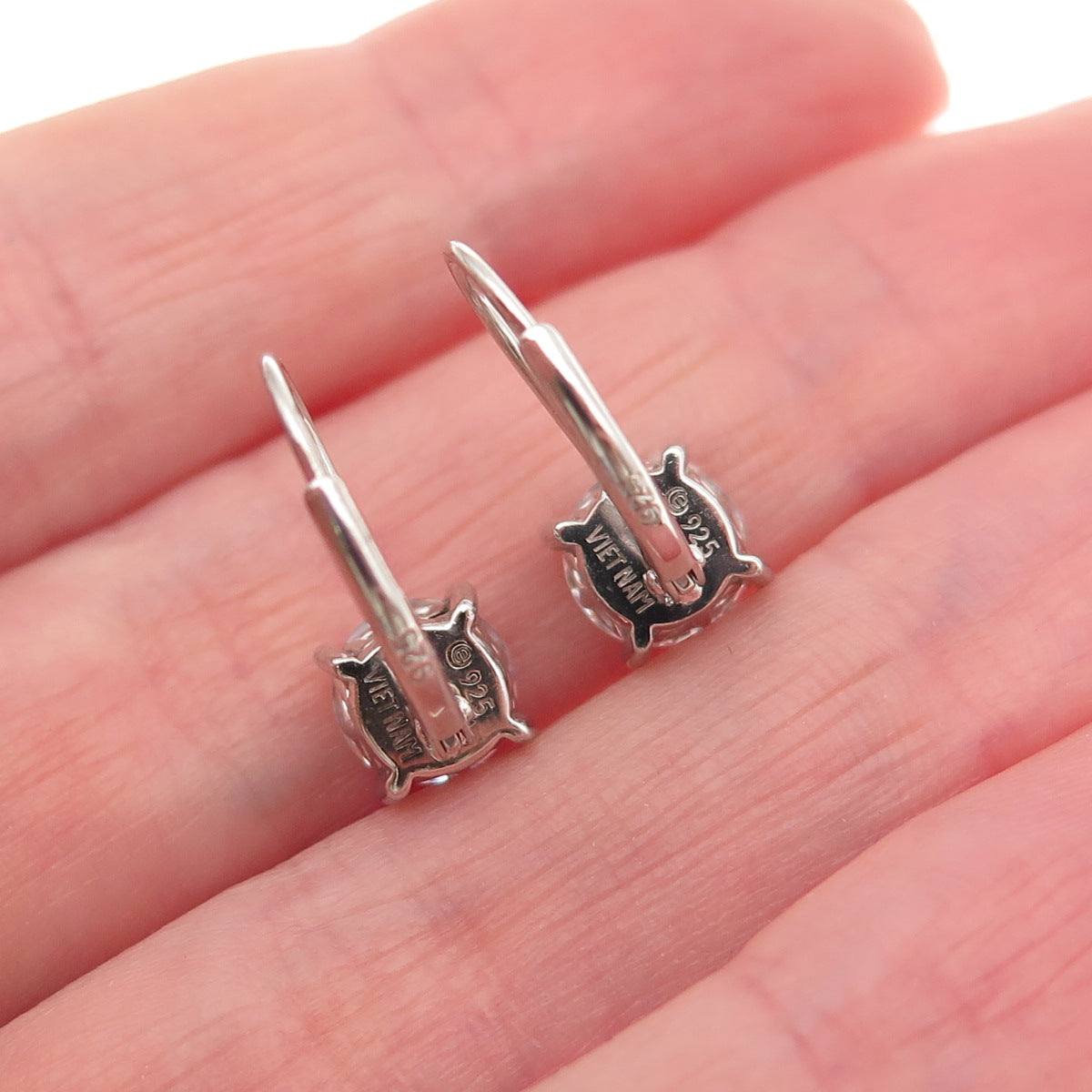 925 Sterling Silver Round-Cut C Z Earrings