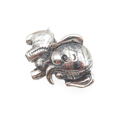 JewelArt Sterling Silver Vintage Elephant Cartoon Character Oxidized Pin Brooch