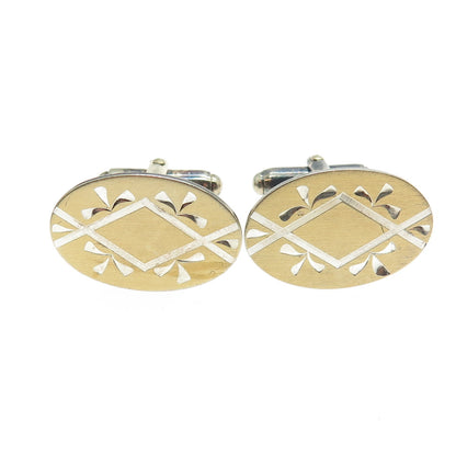 ANSON 925 Sterling Silver Vintage Engraved Oval Cufflinks