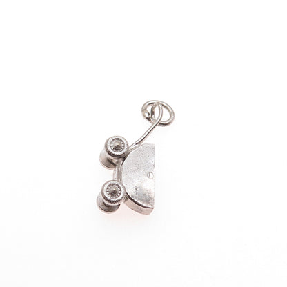 925 Sterling Silver Antique Art Deco Baby Stroller Minimalist 3D Charm Pendant