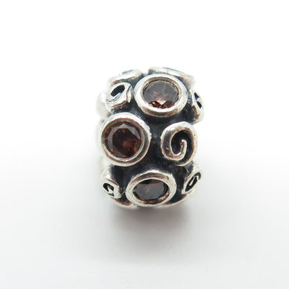 PANDORA 925 Sterling Silver Real Smoky Quartz Primrose Path Bead Charm