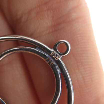 PANDORA 925 Sterling Silver Real Amethyst Double Circle Jacket Earrings