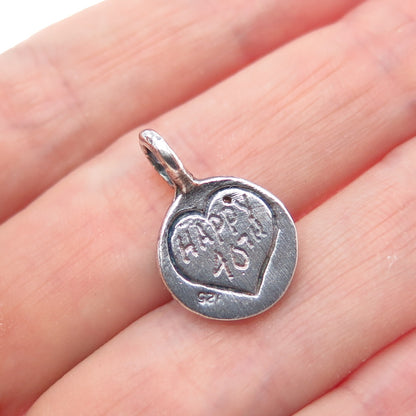 925 Sterling Vintage Diamond Dream Happy 10th Anniversary Minimalist Pendant