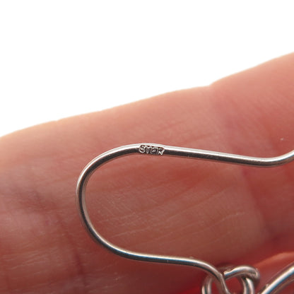 925 Sterling Silver Vintage Celtic Trinity Knot Cross Oxidized Dangle Earrings