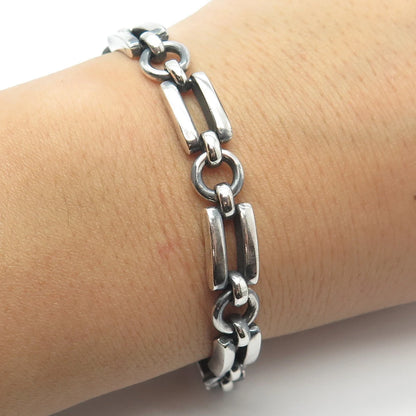 925 Sterling Silver Vintage P.R. EX Bar Link Bracelet 6.75"