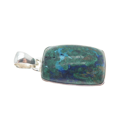 925 Sterling Silver Vintage Real Chrysocolla Charm Pendant