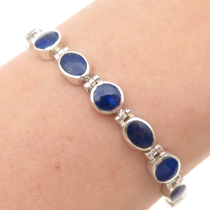 925 Sterling Silver Vintage Real Lapis Lazuli Bracelet 6.75"
