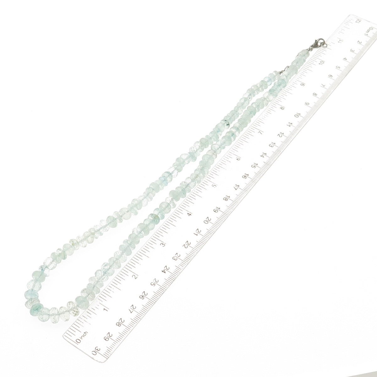 925 Sterling Silver Vintage Real Aquamarine Beaded Necklace 22"