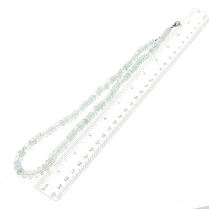 925 Sterling Silver Vintage Real Aquamarine Beaded Necklace 22"