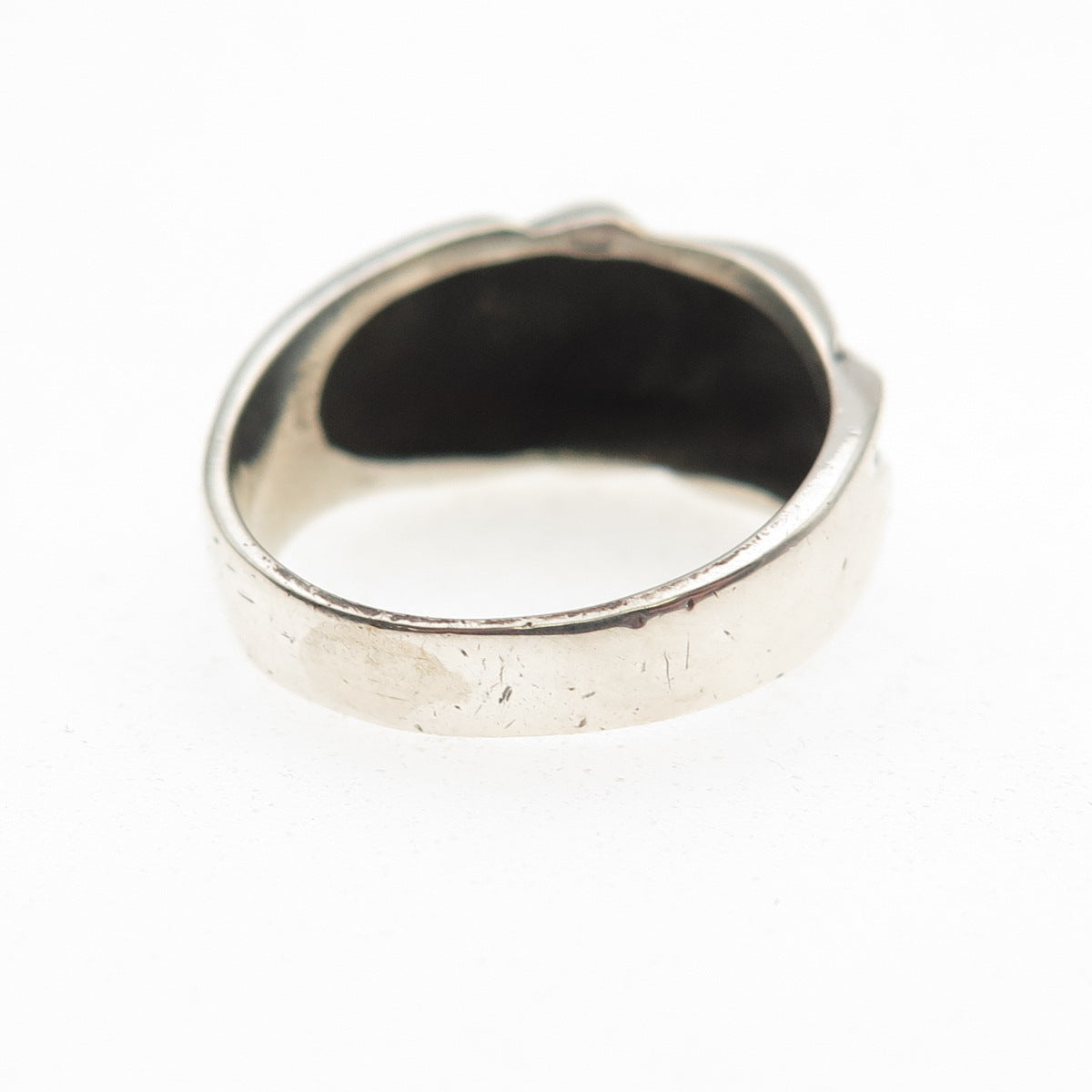 925 Sterling Silver Vintage Modernist Oxidized Ring Size 6