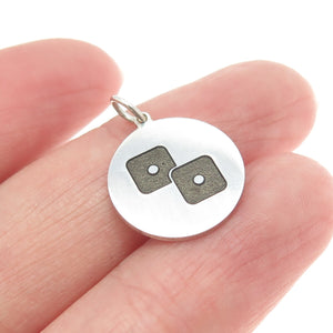 925 Sterling Silver Enamel Number Two Dice for Luck Round Tag Charm Pendant