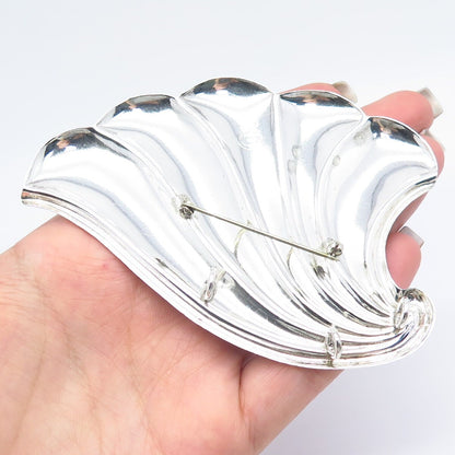 925 Sterling Silver Vintage Mexico Ribbed Pin Brooch