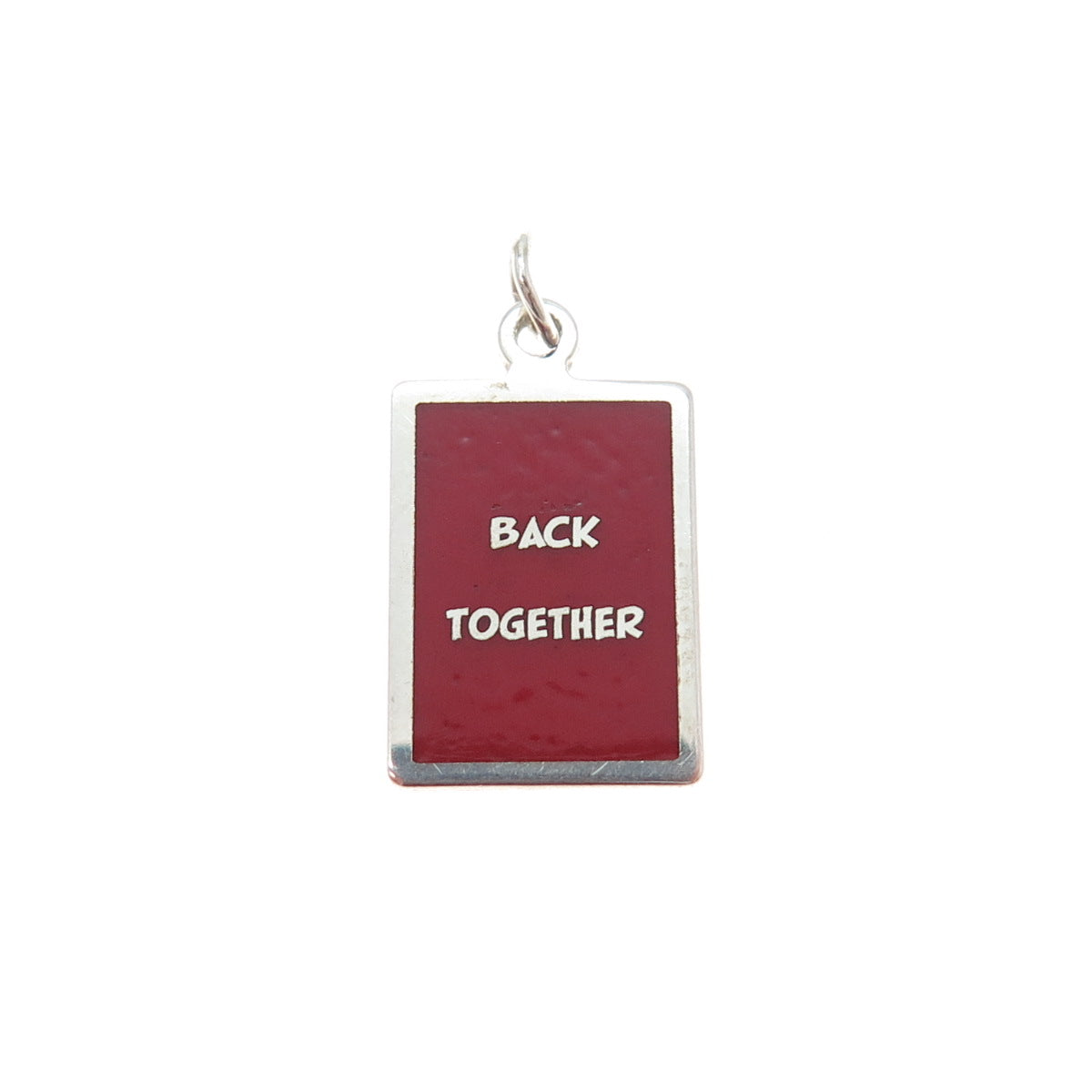 925 Sterling Silver Red Enamel Back Together Minimalist Charm Pendant