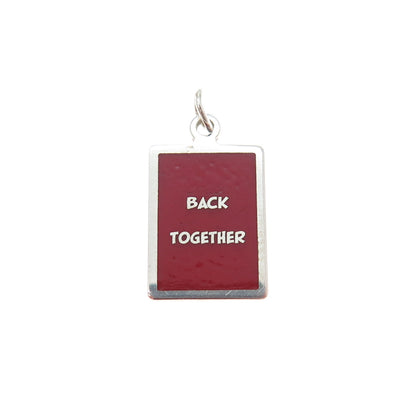 925 Sterling Silver Red Enamel Back Together Minimalist Charm Pendant