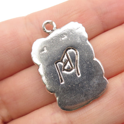 RED 925 Sterling Silver Vintage Tribal Face Oxidized Charm Pendant