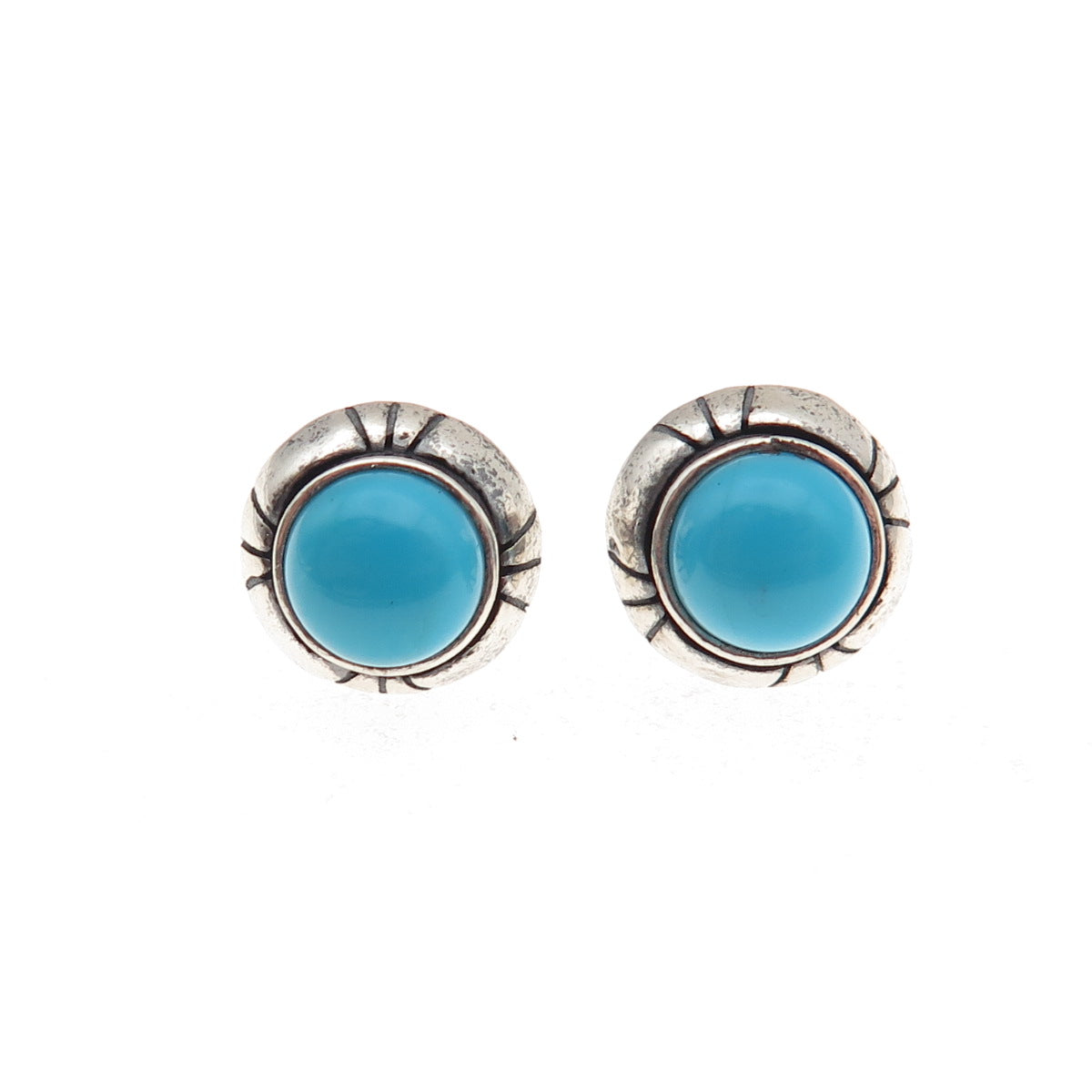 Desert Wind Sterling Silver Vintage Southwestern Real Turquoise Stud Earrings