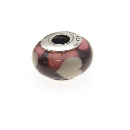 Pandora 925 Sterling Silver Murano Glass Heart Slide Bead Charm