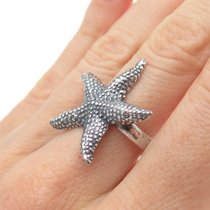 925 Sterling Silver Vintage Starfish Oxidized Ring Size 8.5