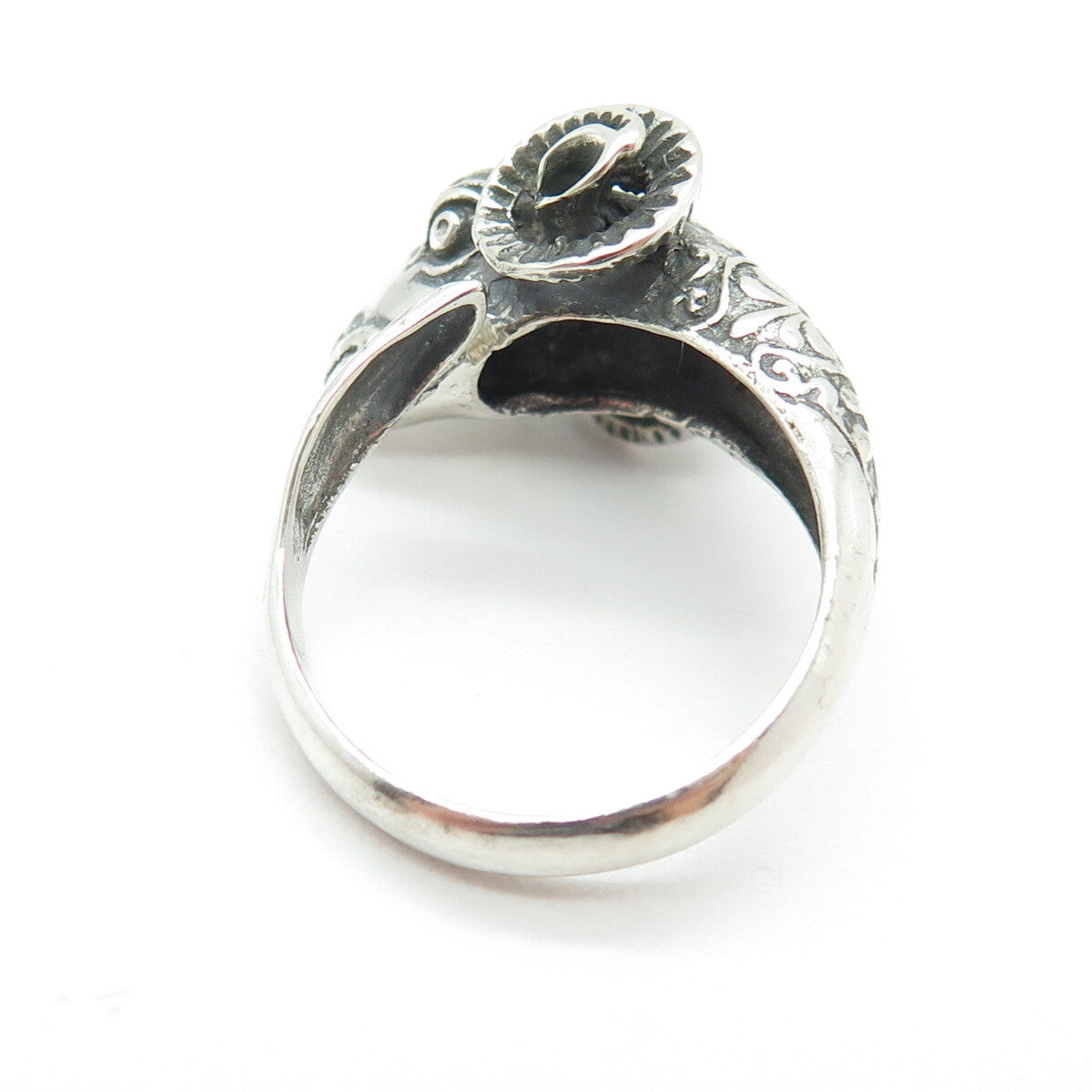 925 Sterling Silver Vintage Aries Zodiac Sign Oxidized Adjustable Ring Size 9.25