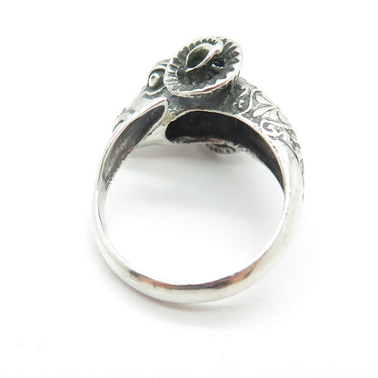 925 Sterling Silver Vintage Aries Zodiac Sign Oxidized Adjustable Ring Size 9.25