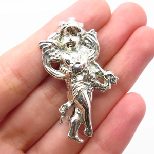925 Sterling Silver Vintage Angel Cherub Pin Brooch